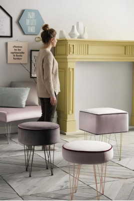 Tabouret 3x Tabouret Pouf Puff Siège Pouf Tissu Tissu Repose-pieds Ottomane Italie