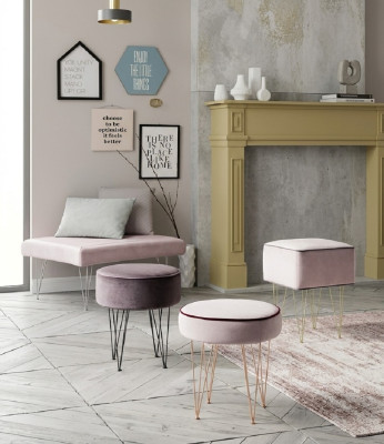Tabouret 3x Tabouret Pouf Puff Siège Pouf Tissu Tissu Repose-pieds Ottomane Italie