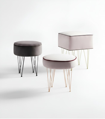 Tabouret 3x Tabouret Pouf Puff Siège Pouf Tissu Tissu Repose-pieds Ottomane Italie