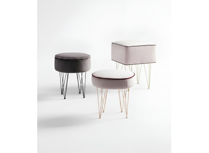 Tabouret 3x Tabouret Pouf Puff Siège Pouf Tissu Tissu Repose-pieds Ottomane Italie