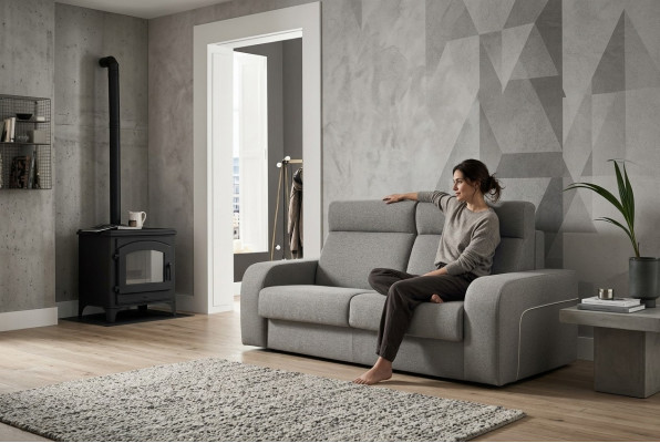 Design moderne canapé de luxe 2 places mobilier de salon design textile gris alfitalia