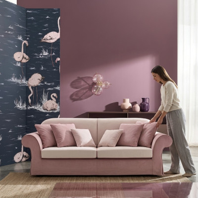 Meubles rembourrés de style classique Canapés Design Luxe Canapé Canapés en textile rose 3 places
