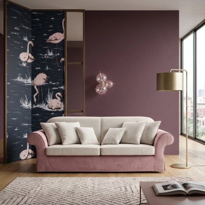 Meubles rembourrés de style classique Canapés Design Luxe Canapé Canapés en textile rose 3 places