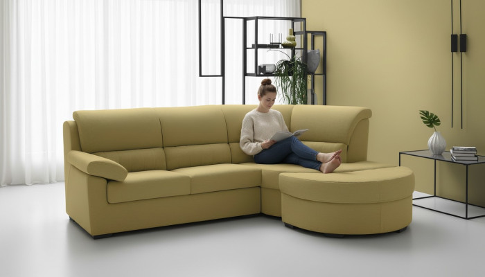 Italien Meubles Textile Jaune Moderne Luxe Canapé d'angle en L Forme Noble Moderne alfitalia