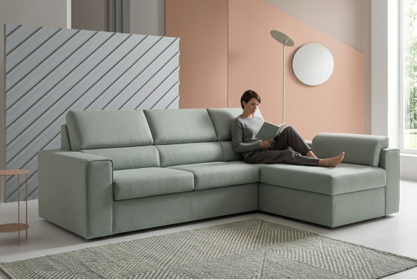 Canapé d'angle en forme de L en cuir Meubles Rembourrage de meubles Salon Moderne Luxe Vert Alfitalia