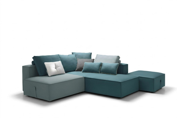 Canapé de designer Canapé Pouf d'angle rembourré Ensemble Salon en forme de L Moderne alfitalia