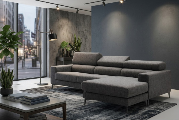 Design Rembourrage Salon Moderne Luxe Coin Textile Bois Canapé en Forme de L Alfitalia