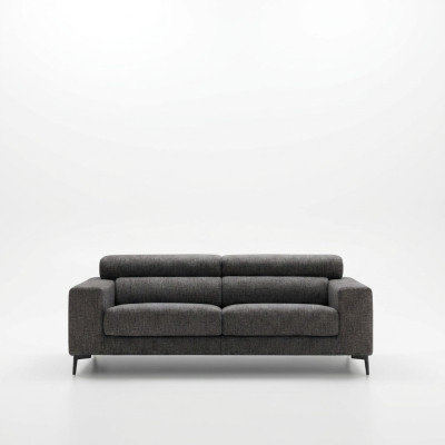 Canapé 3 places moderne en tissu gris.