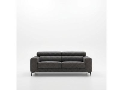 Canapé 3 places moderne en tissu gris.
