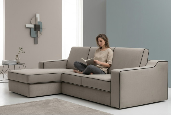 Conception Textile Moderne Canapé Luxe Canapé d'angle en forme de L Meubles Rembourrage Beige alfitalia