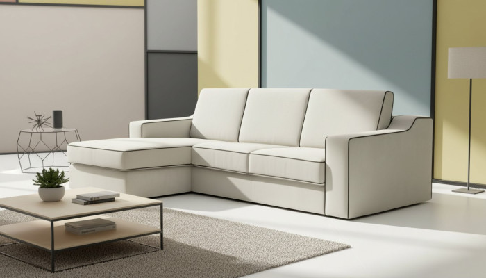 Conception Textile Moderne Canapé Luxe Canapé d'angle en forme de L Meubles Rembourrage Beige alfitalia