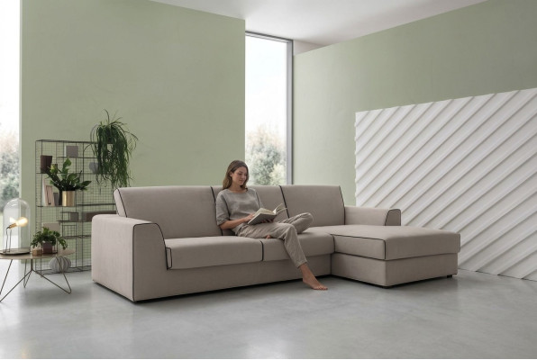 Canapé gris Canapé d'angle en tissu Salon Paysage Design Canapé en tissu neuf L-forme Alitalia