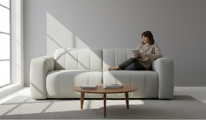 Canapés Mobilier de chambre Gris Siège Canapé trois places Design de rembourrage Ensemble de canapés modernes 3 places