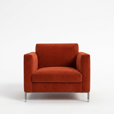 Design Lounge Club Fauteuil relaxant Chaise Rembourrage Télévision Textile Rouge Tissu de luxe neuf
