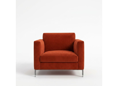 Design Lounge Club Fauteuil relaxant Chaise Rembourrage Télévision Textile Rouge Tissu de luxe neuf