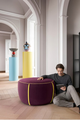 Design ovale Tabouret rembourré Ottomane Siège textile Pufa rembourré