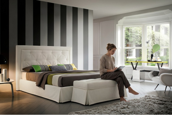 Chesterfield lits 180x200cm Chambre de sommeil Tissu Lit Design Hôtel de luxe