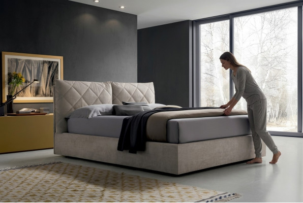 Tissu de lit design en hôtel en bois pour chambre à coucher double de luxe moderne en Italie