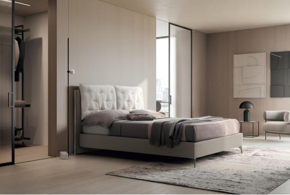 Designer Lit Chambre Lits Textile Hôtel Luxe Tissu Rembourrage Siège Italie