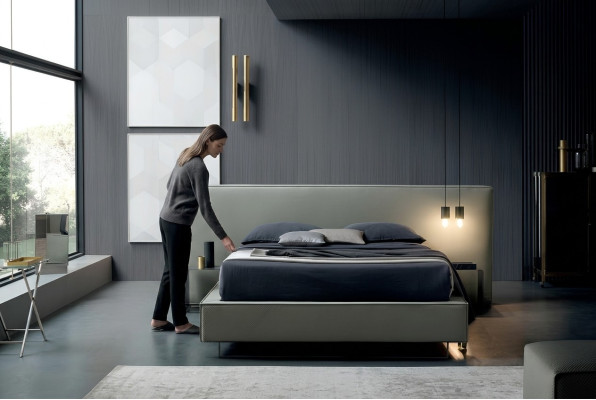 Tissu de velours d'ameublement de luxe Lit Designer Chambre à coucher Lits Textile Cuir Hôtel nouveau