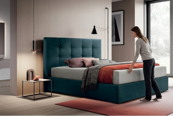 Lits de design Chambre de sommeil Textile 180x200cm Lit Rembourrage Luxe Double Hôtel nouveau