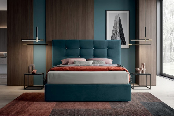 Lits de design Chambre de sommeil Textile 180x200cm Lit Rembourrage Luxe Double Hôtel nouveau