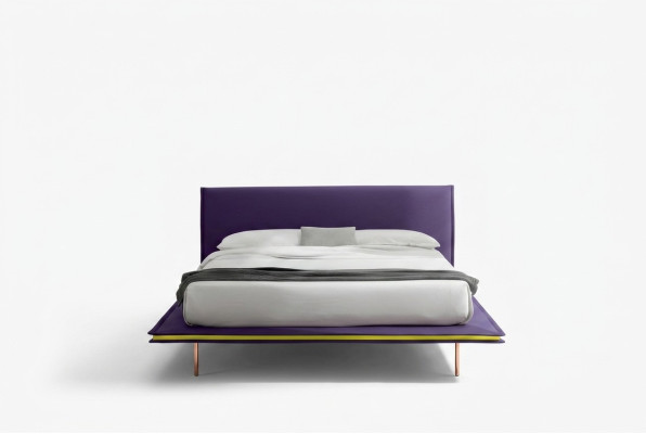 Lit de design 140x200cm Rembourrage Lits de Luxe Doubles Chambre de Sommeil d'hôtel Bois neuf