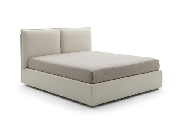 Lits doubles rembourrés en bois, lit de luxe avec textile italien pour chambre à coucher