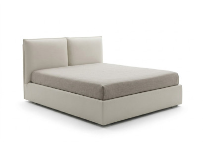 Lits doubles rembourrés en bois, lit de luxe avec textile italien pour chambre à coucher