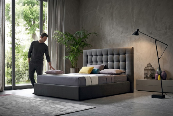Chesterfield Lits de Luxe Chambre à coucher Tissu Lit Rembourrage Design Double Hôtel