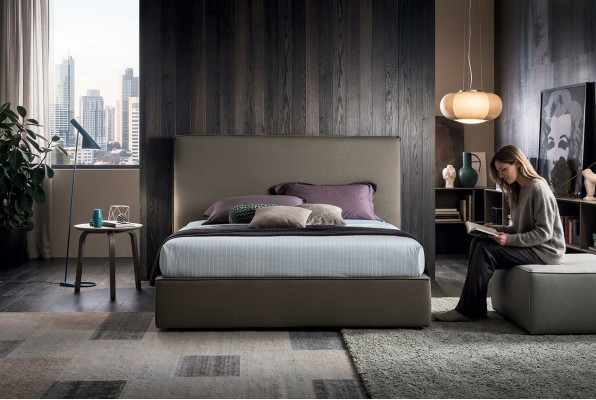 Lits doubles de luxe marron 200x200 Chambre de sommeil en cuir Banc d'hôtel Design