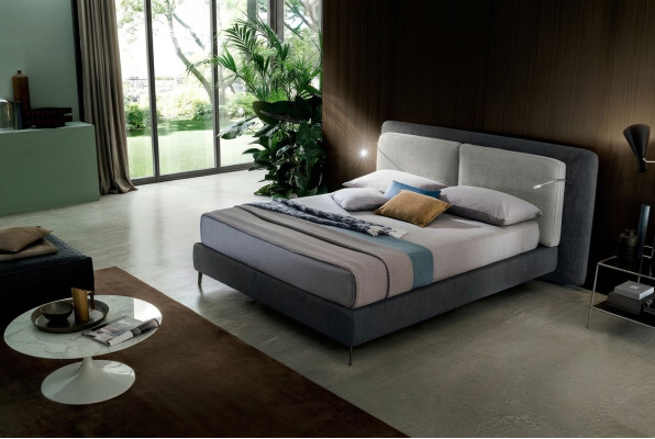 Lit double chambre hôtel Textile Lit Rembourrage Design Luxe Bois Italie