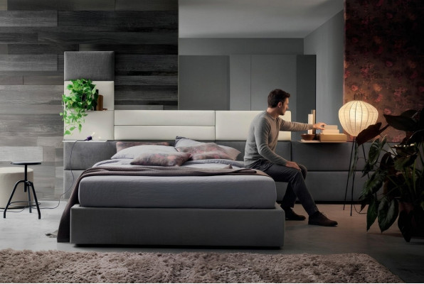 Lits doubles d'hôtel Lit de mari 180x200cm Chambre de sommeil en bois Lit de design de luxe Rembourrage de lit