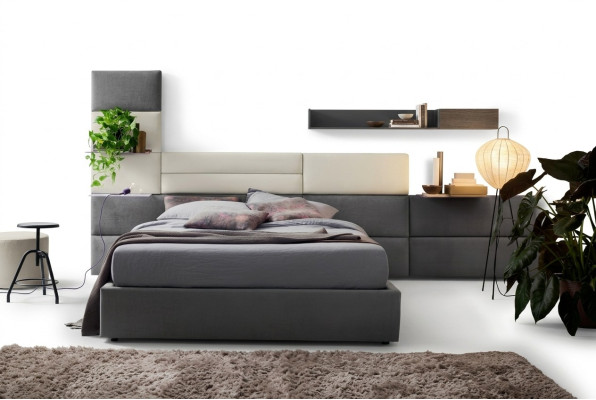 Lits doubles d'hôtel Lit de mari 180x200cm Chambre de sommeil en bois Lit de design de luxe Rembourrage de lit