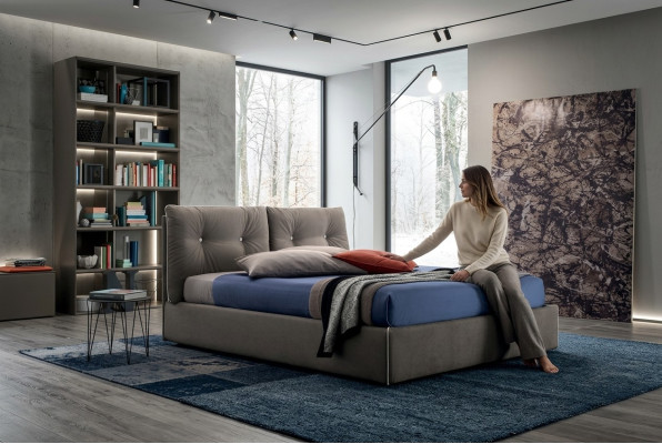 Lits doubles design en bois 180x200cm Nouvelle literie de luxe Chambre à coucher Tissu d'ameublement