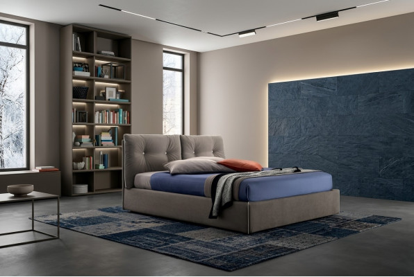 Lits doubles design en bois 180x200cm Nouvelle literie de luxe Chambre à coucher Tissu d'ameublement