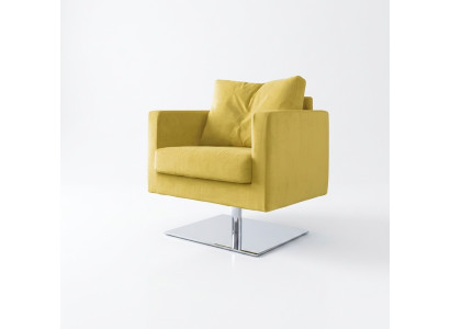 Fauteuil Chaise Rembourrage Télévision Textile Jaune Tissu de Luxe Design Salon Club Relax Nouveau
