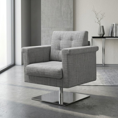 Canapé design Lounge en tissu gris Siège détente d'un fauteuil en tissu meuble en tissu gris.