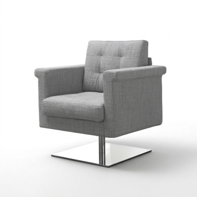 Canapé design Lounge en tissu gris Siège détente d'un fauteuil en tissu meuble en tissu gris.