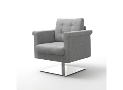 Canapé design Lounge en tissu gris Siège détente d'un fauteuil en tissu meuble en tissu gris.