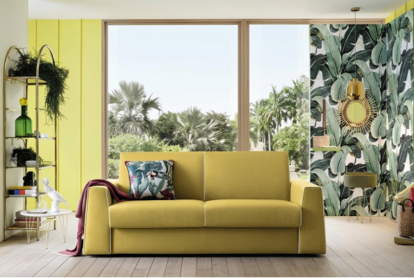 Conception Salon Canapé jaune 3 places Alfitalia Tissu Canapé Canapé Tissu Sofa