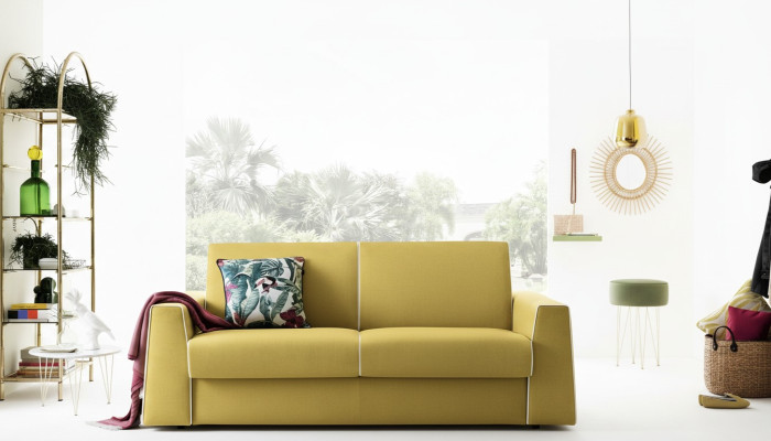 Conception Salon Canapé jaune 3 places Alfitalia Tissu Canapé Canapé Tissu Sofa