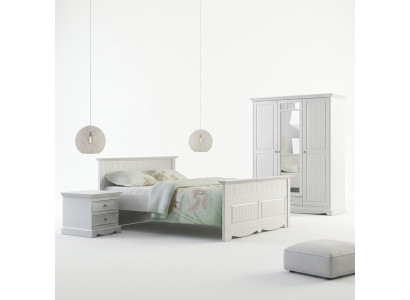 Lits de fermier en bois massif Lits 180x200c Lit en bois Mobilier de chambre Blanc Maison de campagne