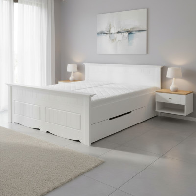 Lit design rembourré en bois et lit double blanc 180x200 chambre de sommeil
