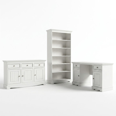 Secrétaire Ensemble Style Colonial Bureau Armoire Étagère Table Tables en Bois neuves 3 pièces