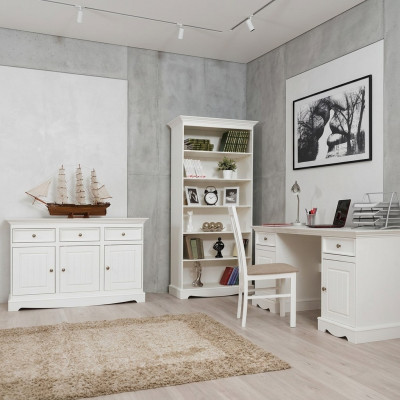 Landhaus Schreibtisch Möbel Arbeitszimmer Büromöbel Echtholz Schreibtisch Weiß