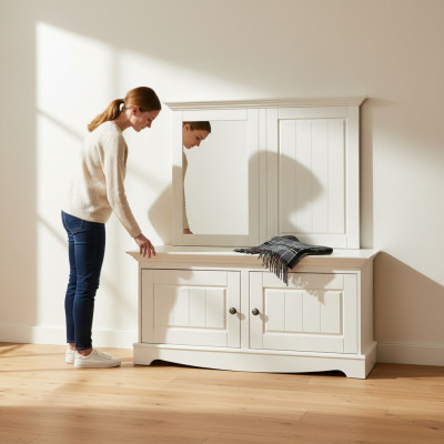 Meuble à chaussures Armoires de style campagnard Vestiaire Meuble d'entrée Bois Armoire à chaussures en bois nouveau