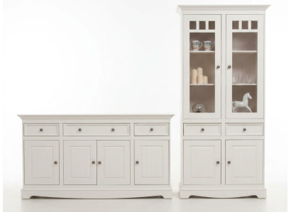 Ensemble de meubles de design classique 2 pièces style maison de campagne Vitrine Commode Meubles Bois