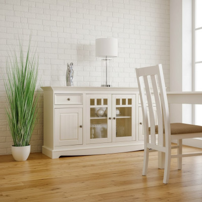 Commode classique Bahut de campagne Buffet blanc Armoire de salon