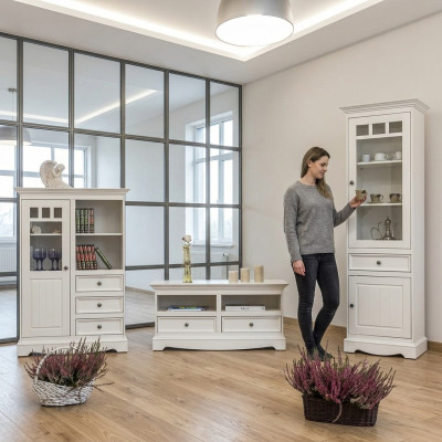 Salle de séjour Ensemble Vitrine Bibliothèque Buffet Unités murales Commode Design en 3 pièces. Nouveau